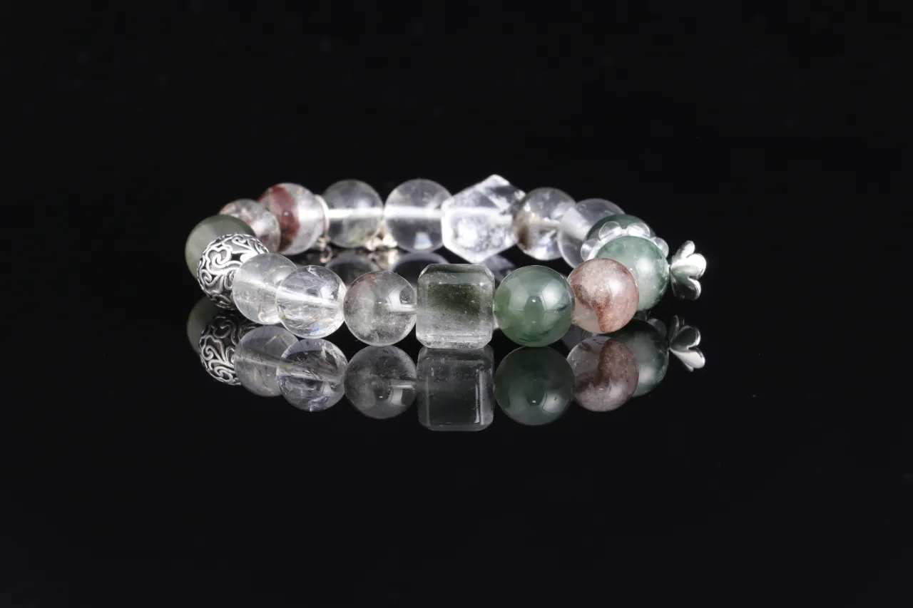 白水晶綠幽靈綠碧璽天然水晶生辰定制 2