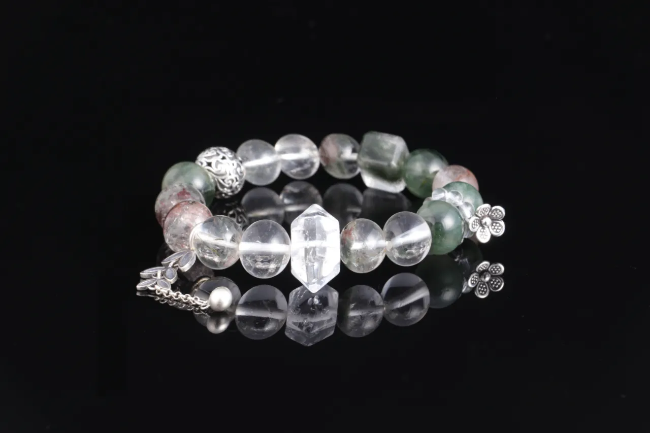 白水晶綠幽靈綠碧璽天然水晶生辰定制 6