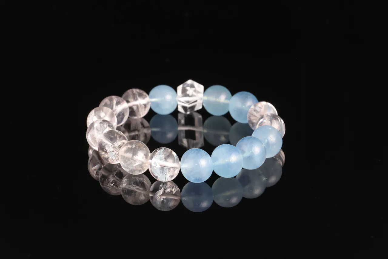 海藍寶白水晶天然水晶手串生辰定制 3