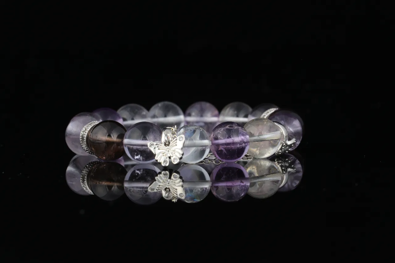 靈樞淨澈手串白水晶紫水晶茶晶生辰定制專屬客製