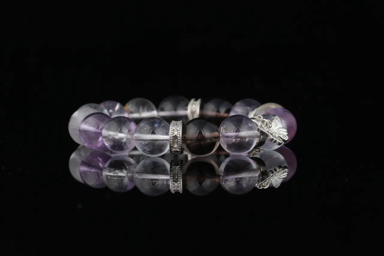 靈樞淨澈手串白水晶紫水晶茶晶生辰定制專屬客製 2