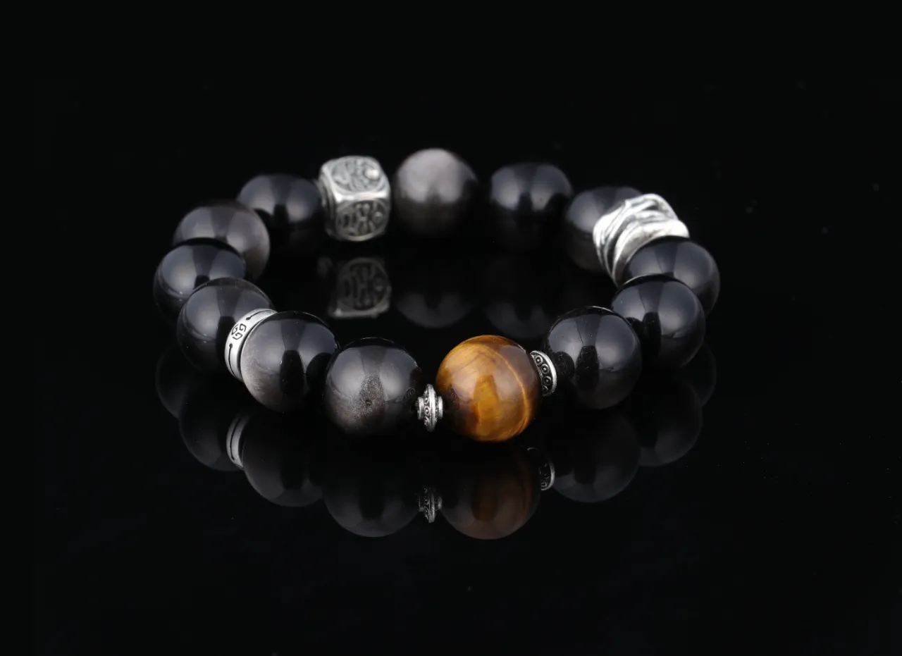 銀耀石虎眼石生辰定制專屬客製天然水晶手串