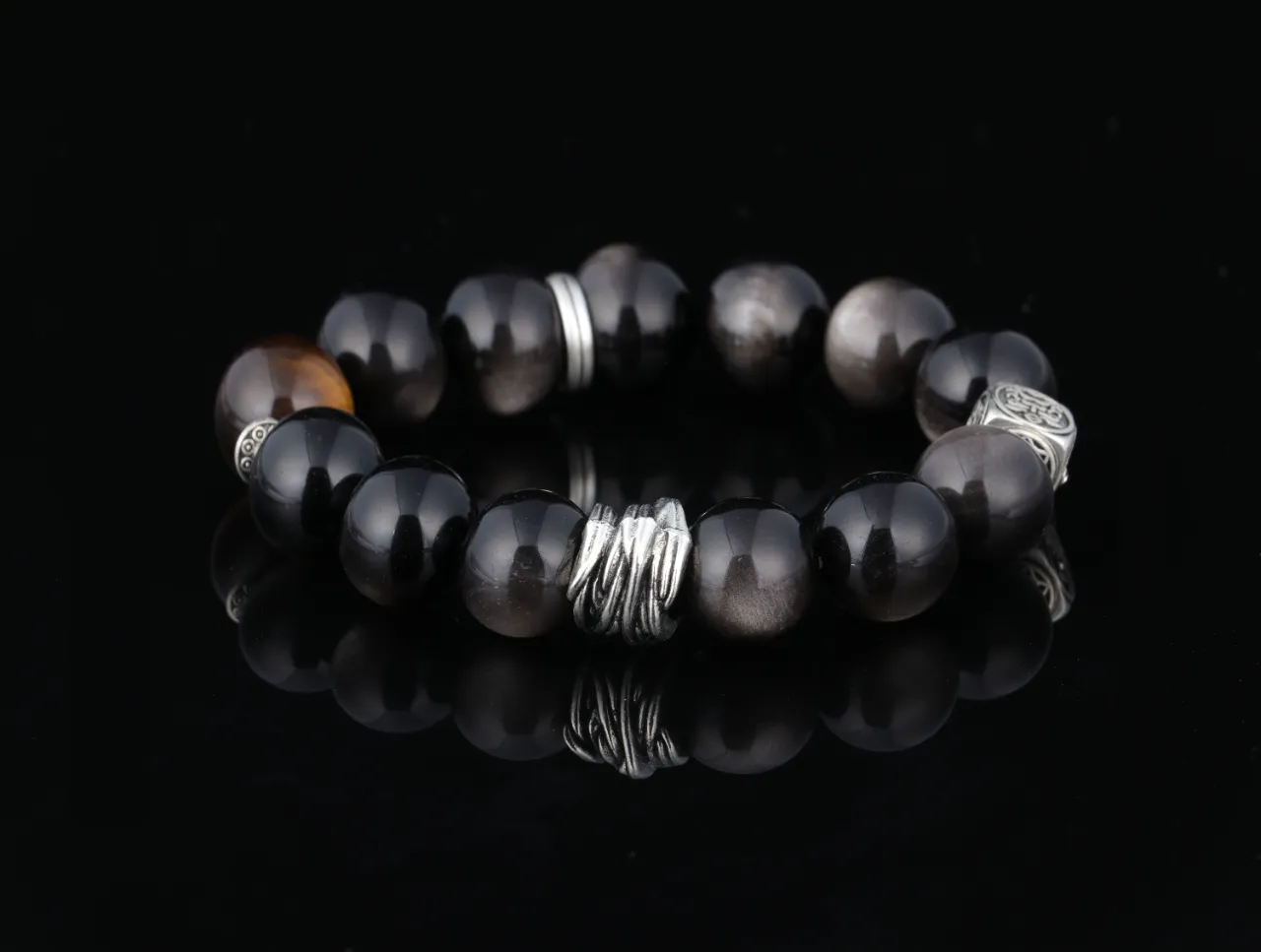 銀耀石虎眼石生辰定制專屬客製天然水晶手串 2