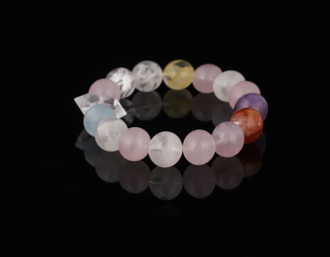 多寶水晶手串·海藍寶/紫水晶/紅膠花/白水晶/粉水晶 2