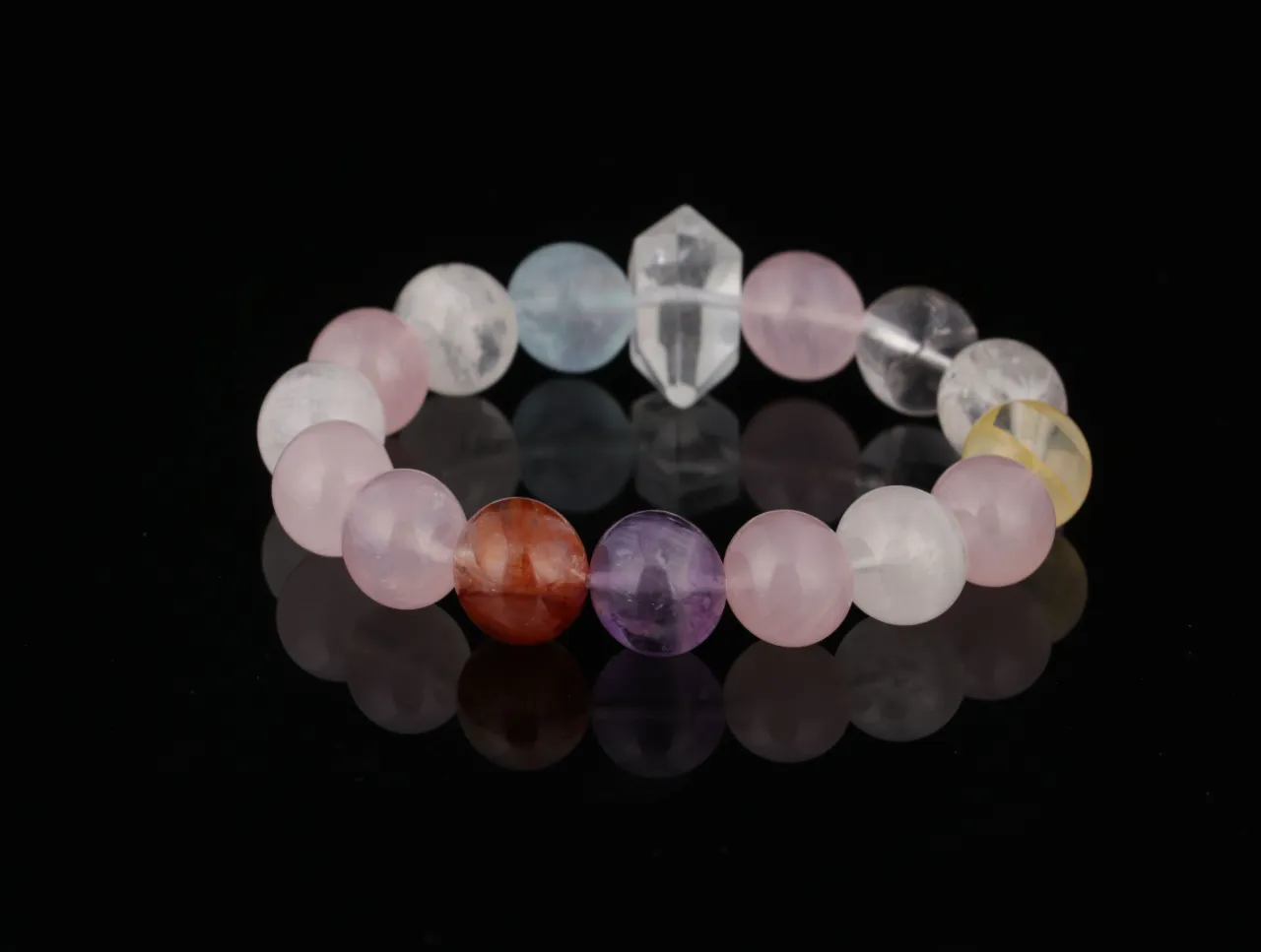 多寶水晶手串·海藍寶/紫水晶/紅膠花/白水晶/粉水晶 4