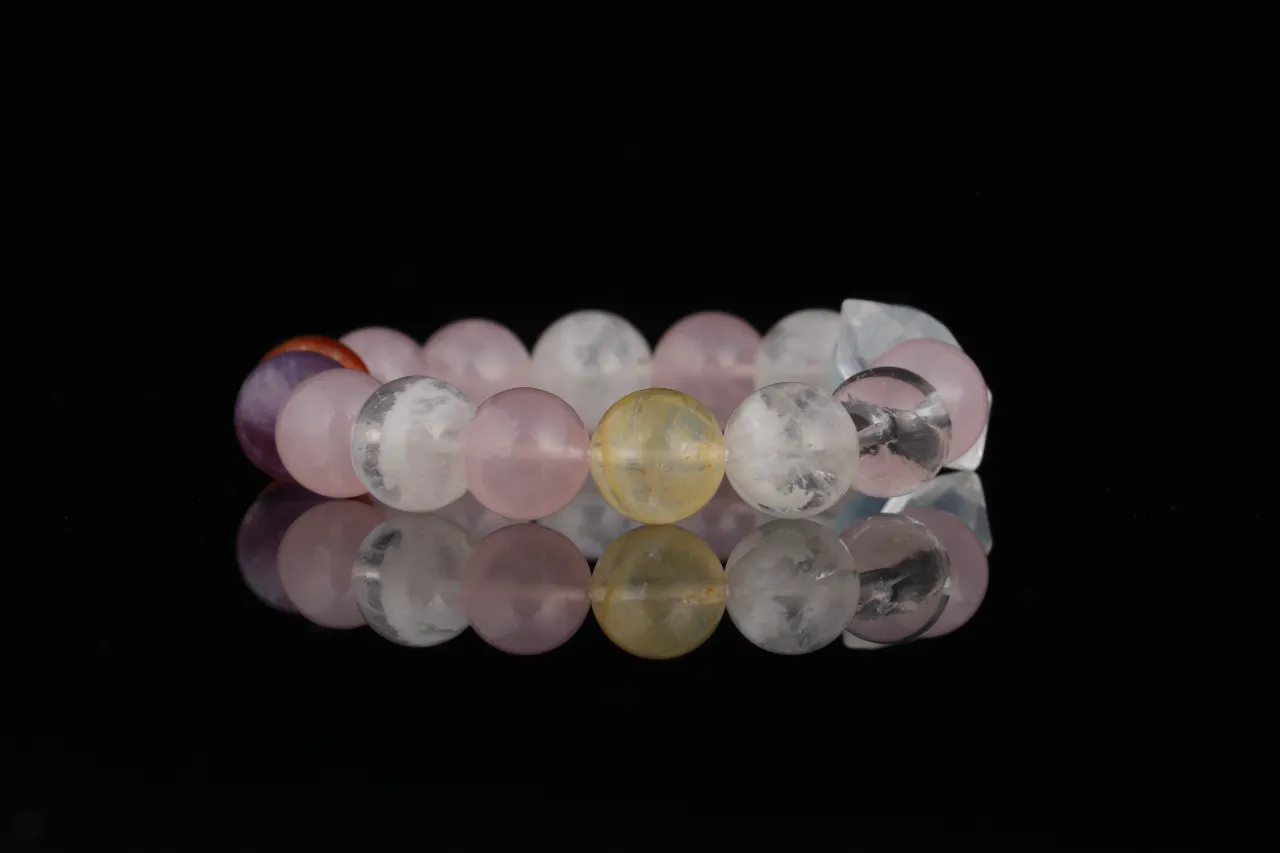 多寶水晶手串·海藍寶/紫水晶/紅膠花/白水晶/粉水晶 6