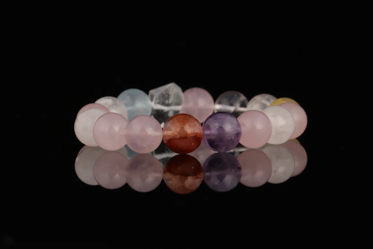 多寶水晶手串·海藍寶/紫水晶/紅膠花/白水晶/粉水晶 8