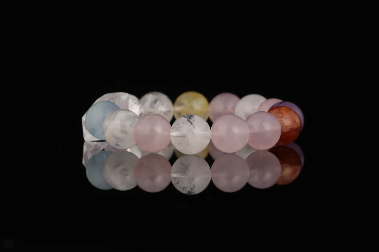 多寶水晶手串·海藍寶/紫水晶/紅膠花/白水晶/粉水晶 9