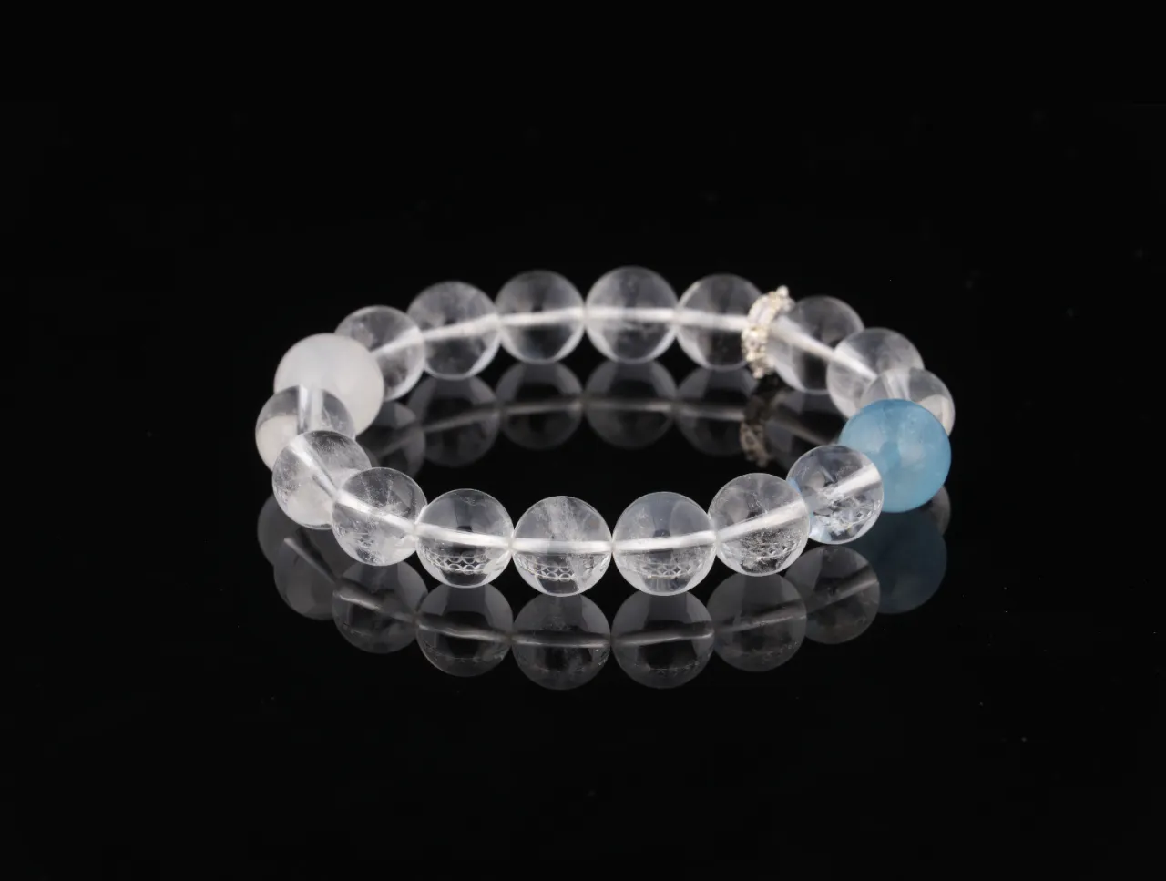 白水晶白幽靈海藍寶水晶手串定制款天然水晶 2