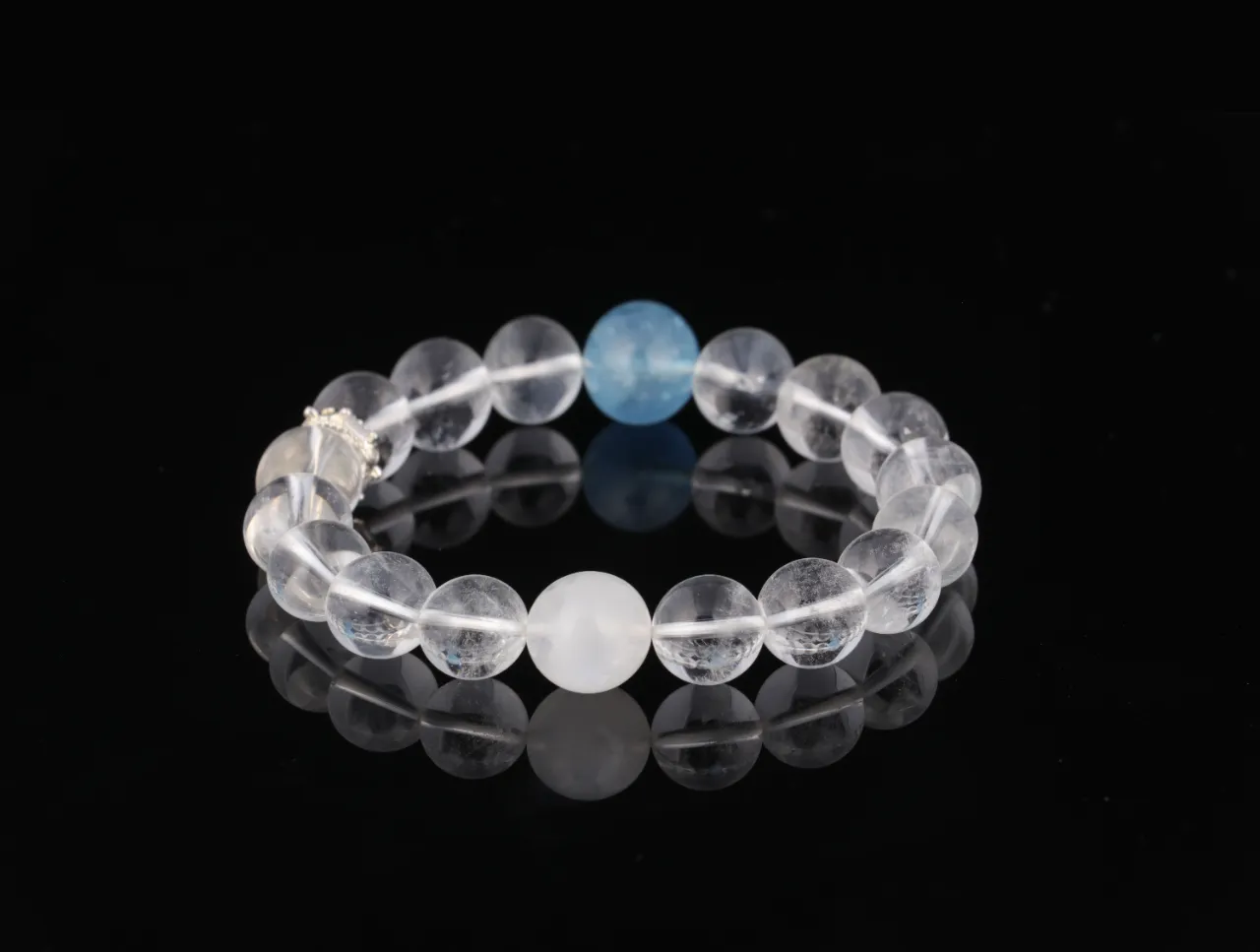 白水晶白幽靈海藍寶水晶手串定制款天然水晶 3