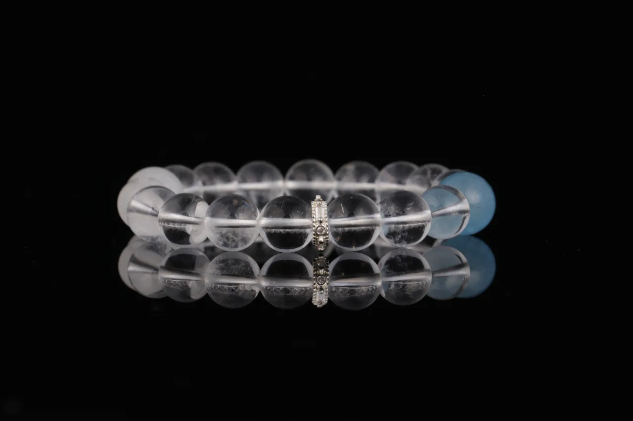 白水晶白幽靈海藍寶水晶手串定制款天然水晶 6