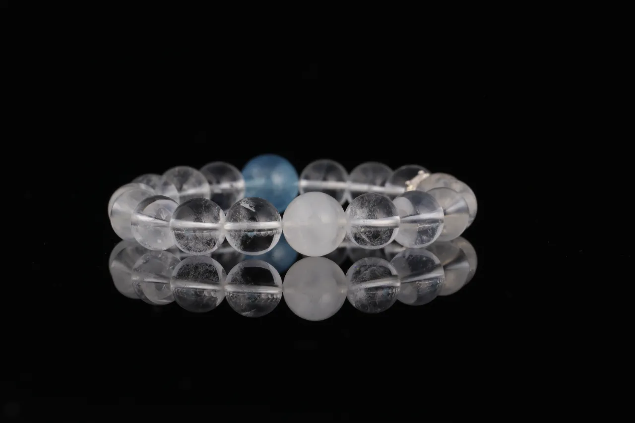 白水晶白幽靈海藍寶水晶手串定制款天然水晶 7