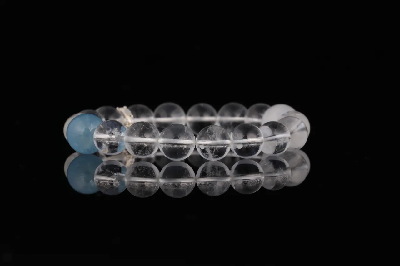 白水晶白幽靈海藍寶水晶手串定制款天然水晶 8