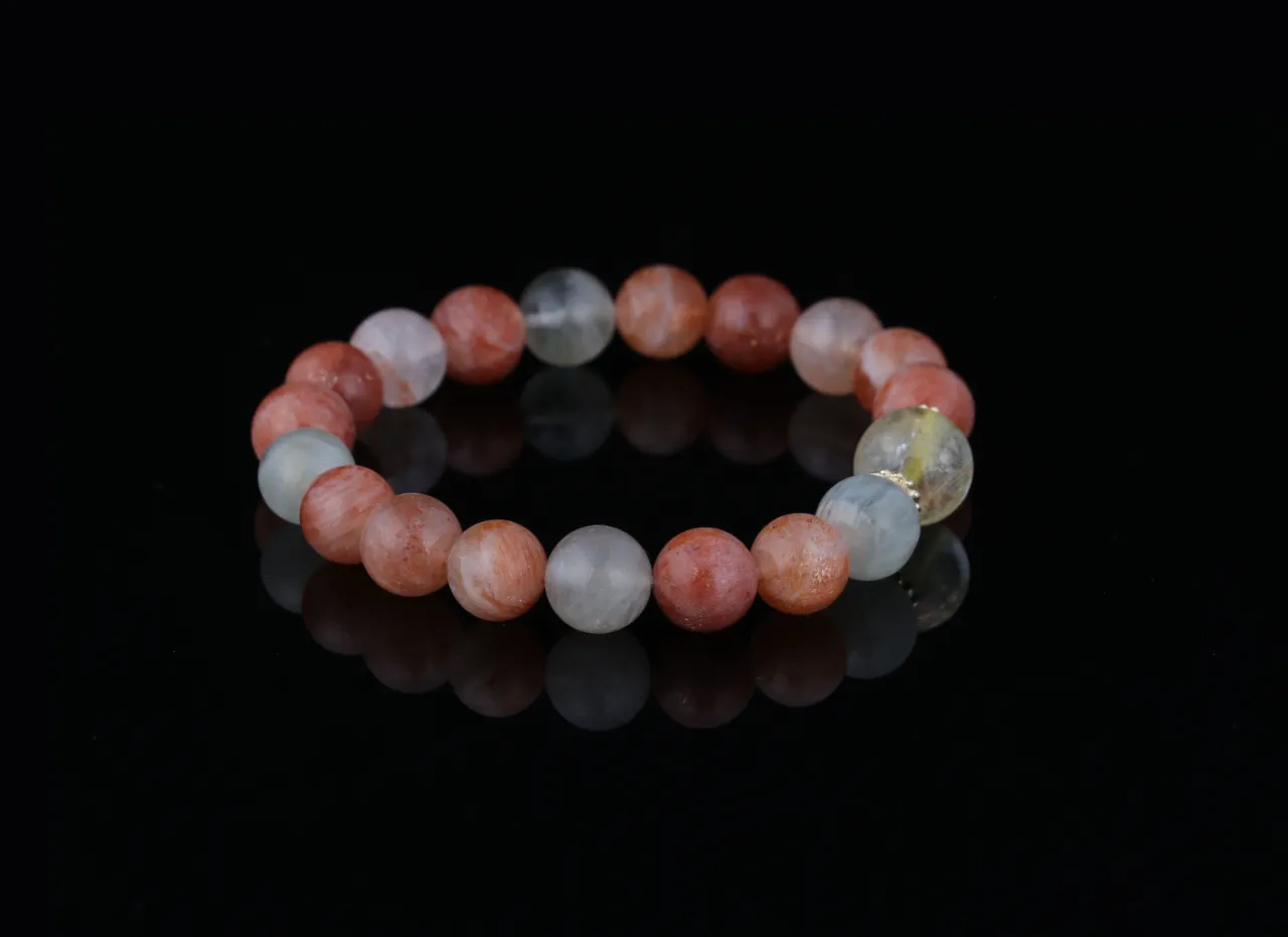 天然阿魯沙月光石金髮晶水晶串生辰定制專屬客製 6