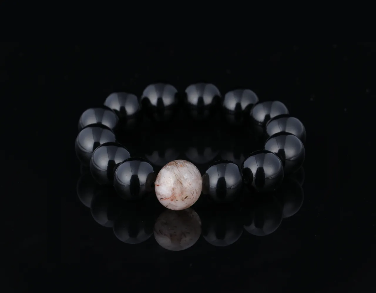 黑曜石超7手串天然水晶生辰定制