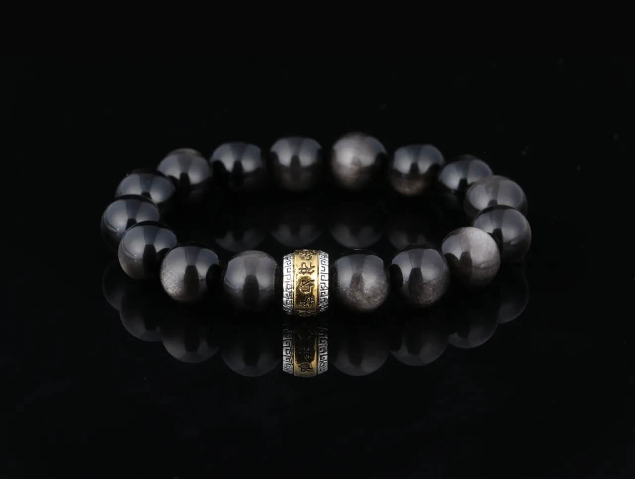 銀耀石漩渦手串天然水晶生辰定制