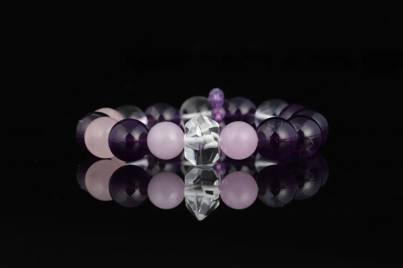 紫粉晶韻手串天然水晶手鍊生辰定制專屬客製