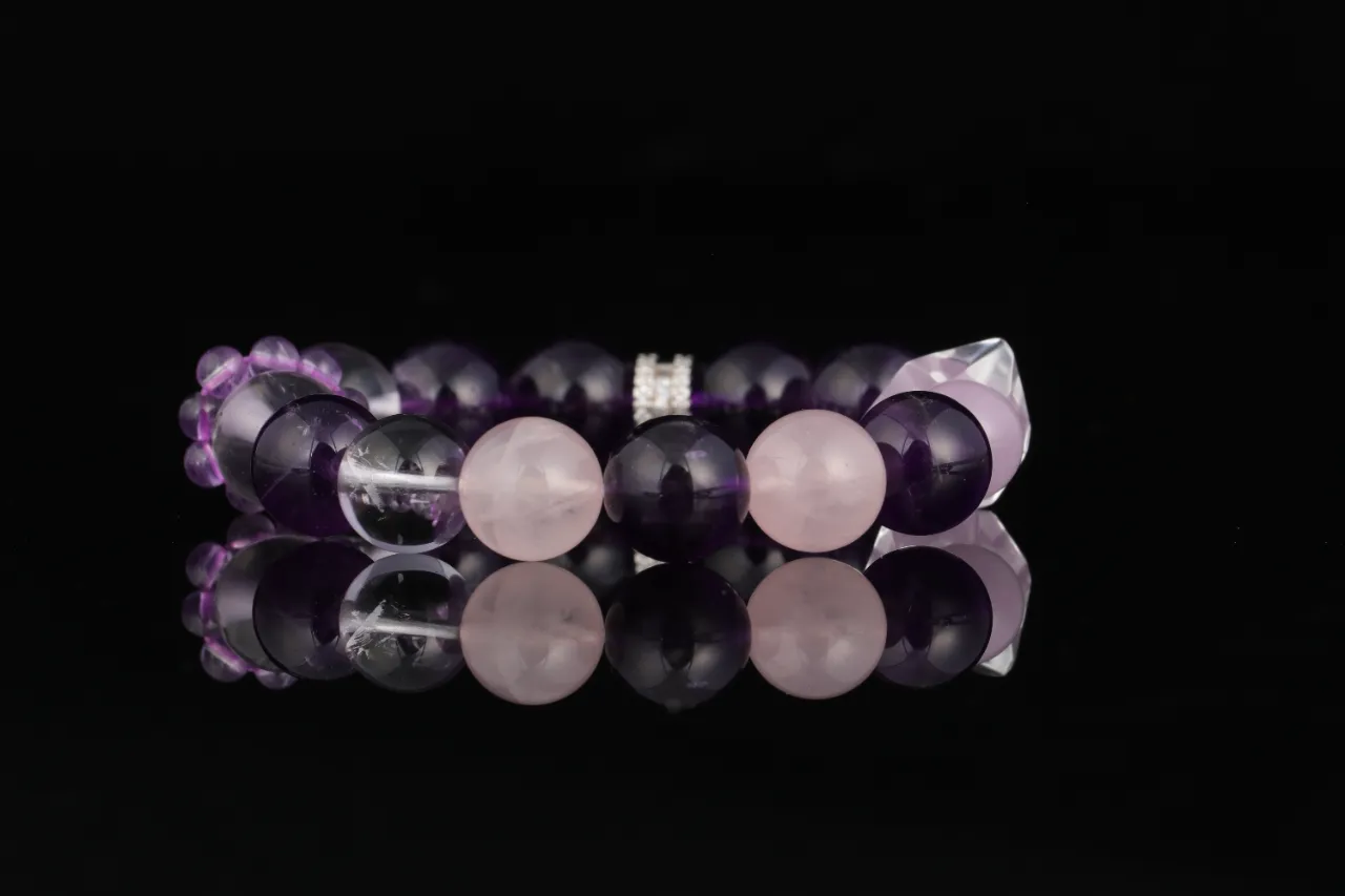 紫粉晶韻手串天然水晶手鍊生辰定制專屬客製 2