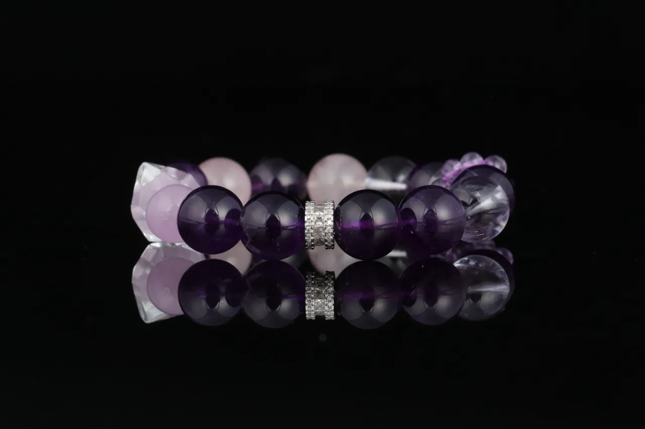 紫粉晶韻手串天然水晶手鍊生辰定制專屬客製 4