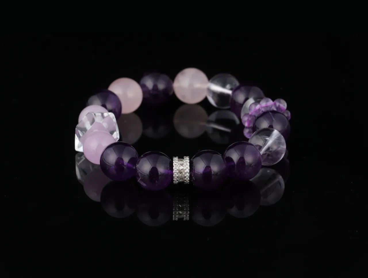 紫粉晶韻手串天然水晶手鍊生辰定制專屬客製 6