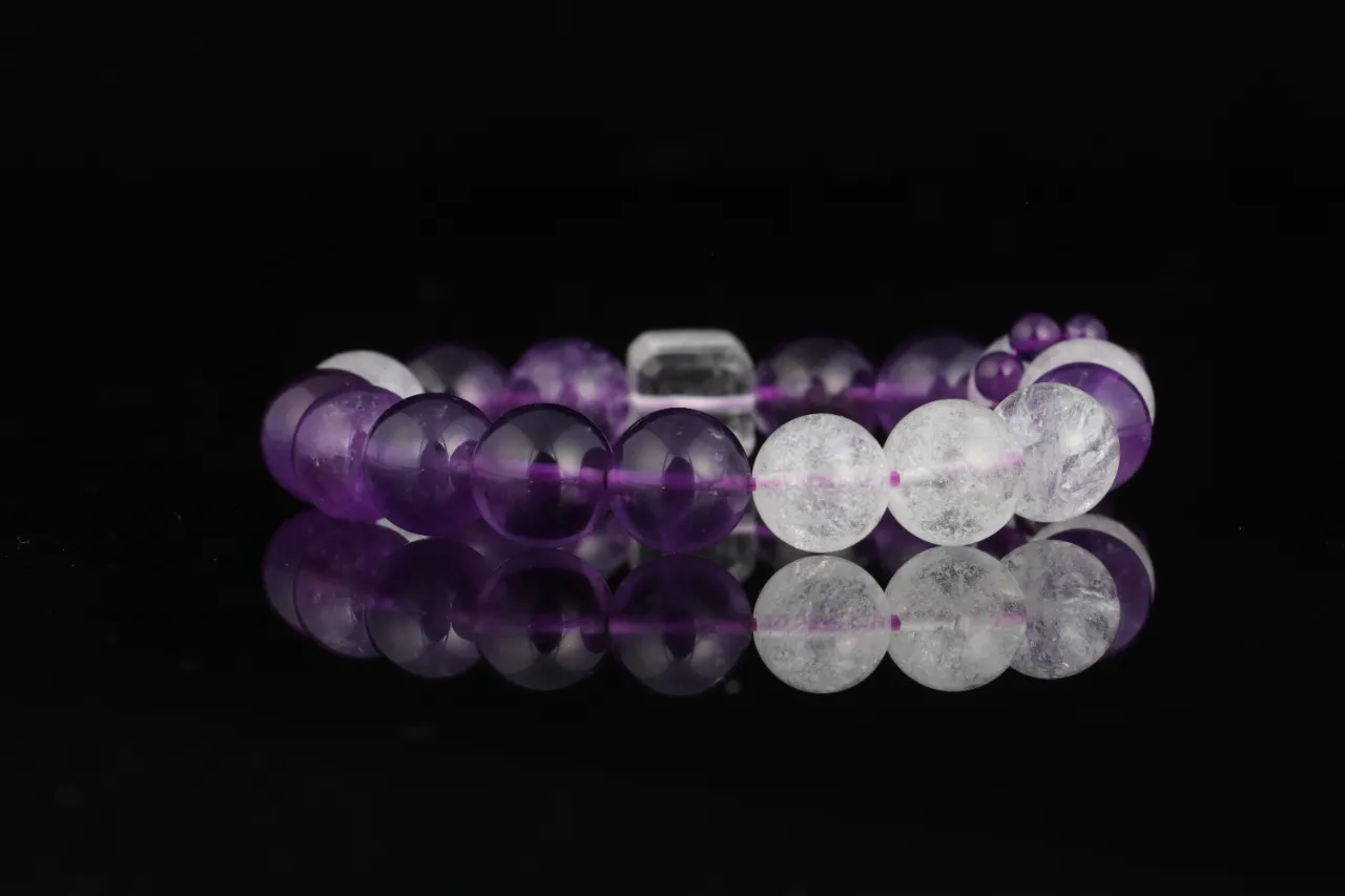 紫晶韻手串高品紫水晶白爆閃天然水晶手鏈生辰定制 4