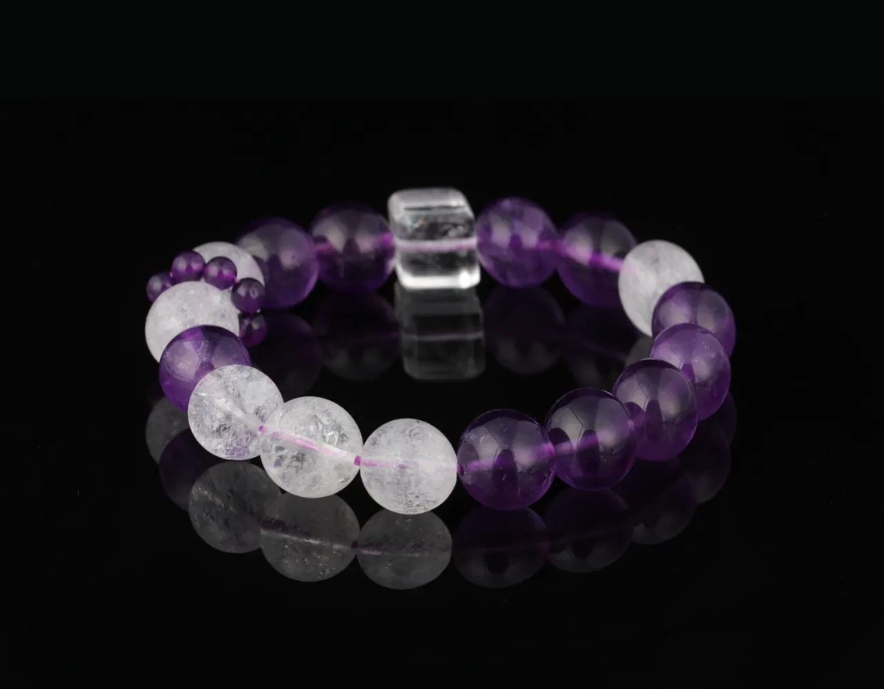 紫晶韻手串高品紫水晶白爆閃天然水晶手鏈生辰定制 8