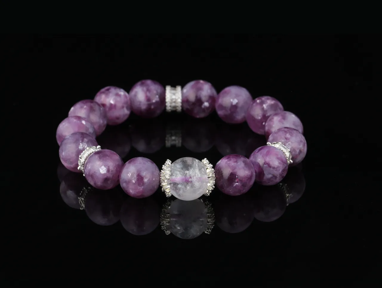 紫嫣 | 高品紫雲母白爆閃水晶手鍊生辰定制