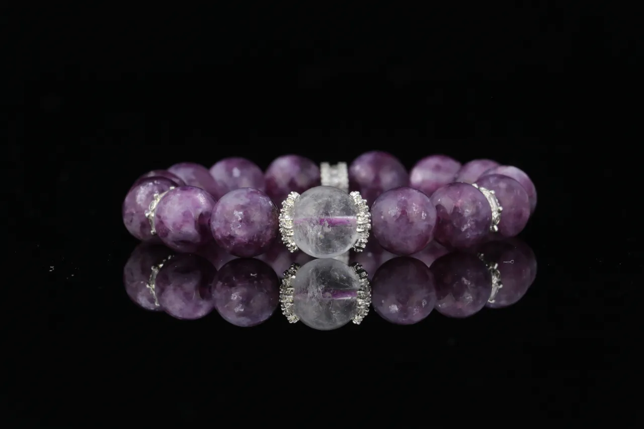 紫嫣 | 高品紫雲母白爆閃水晶手鍊生辰定制 3