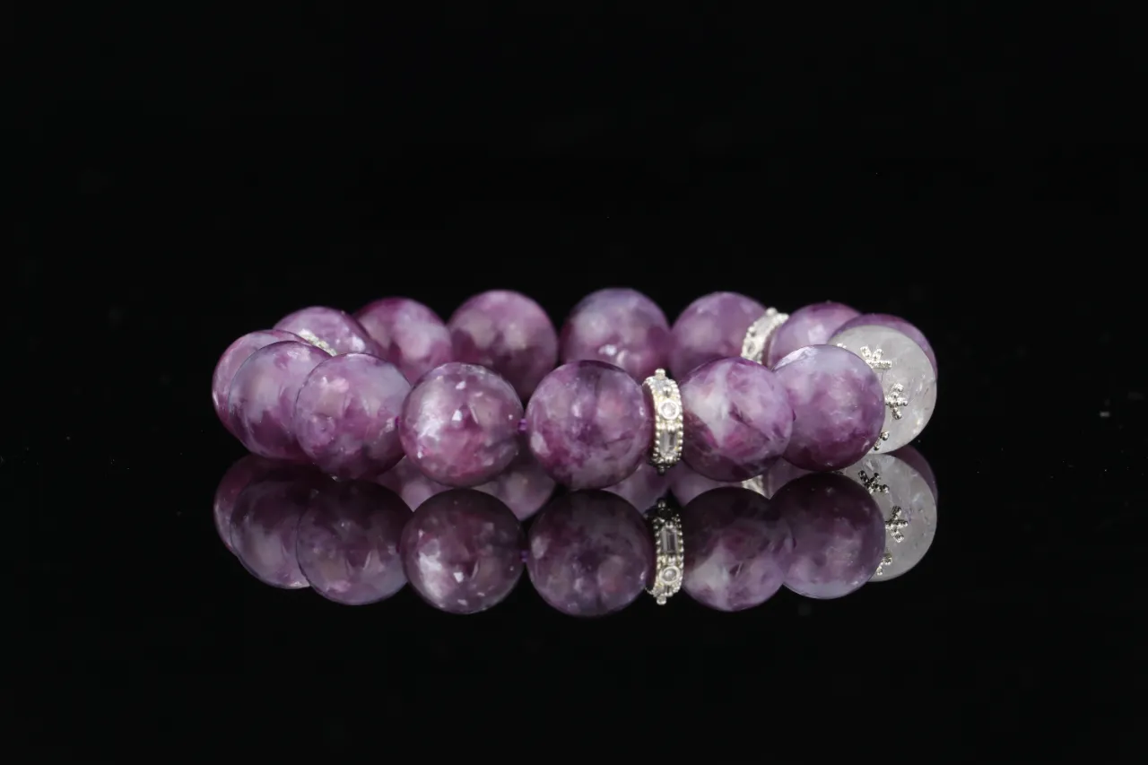 紫嫣 | 高品紫雲母白爆閃水晶手鍊生辰定制 4