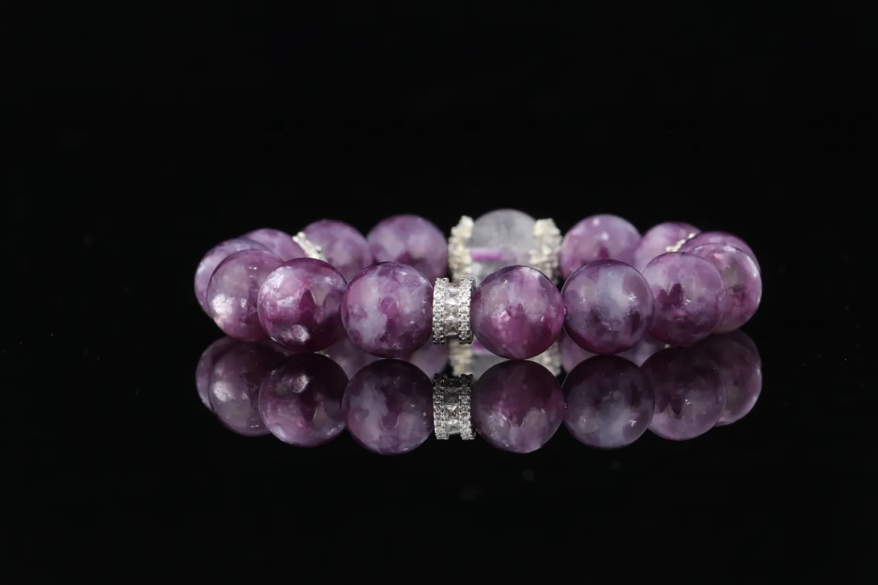 紫嫣 | 高品紫雲母白爆閃水晶手鍊生辰定制 5
