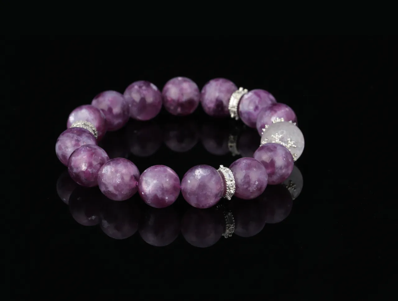 紫嫣 | 高品紫雲母白爆閃水晶手鍊生辰定制 7