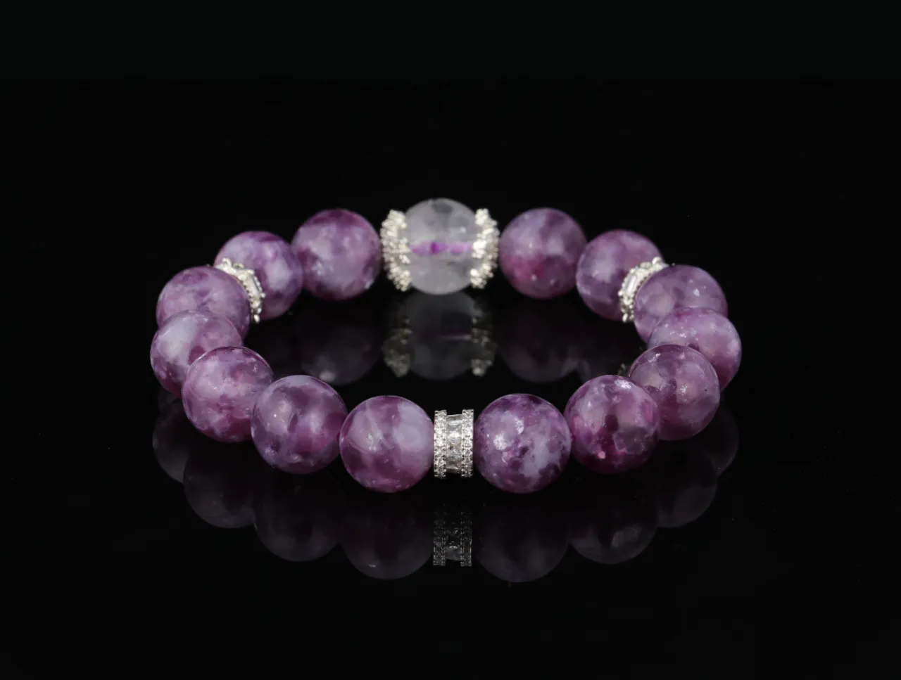 紫嫣 | 高品紫雲母白爆閃水晶手鍊生辰定制 8