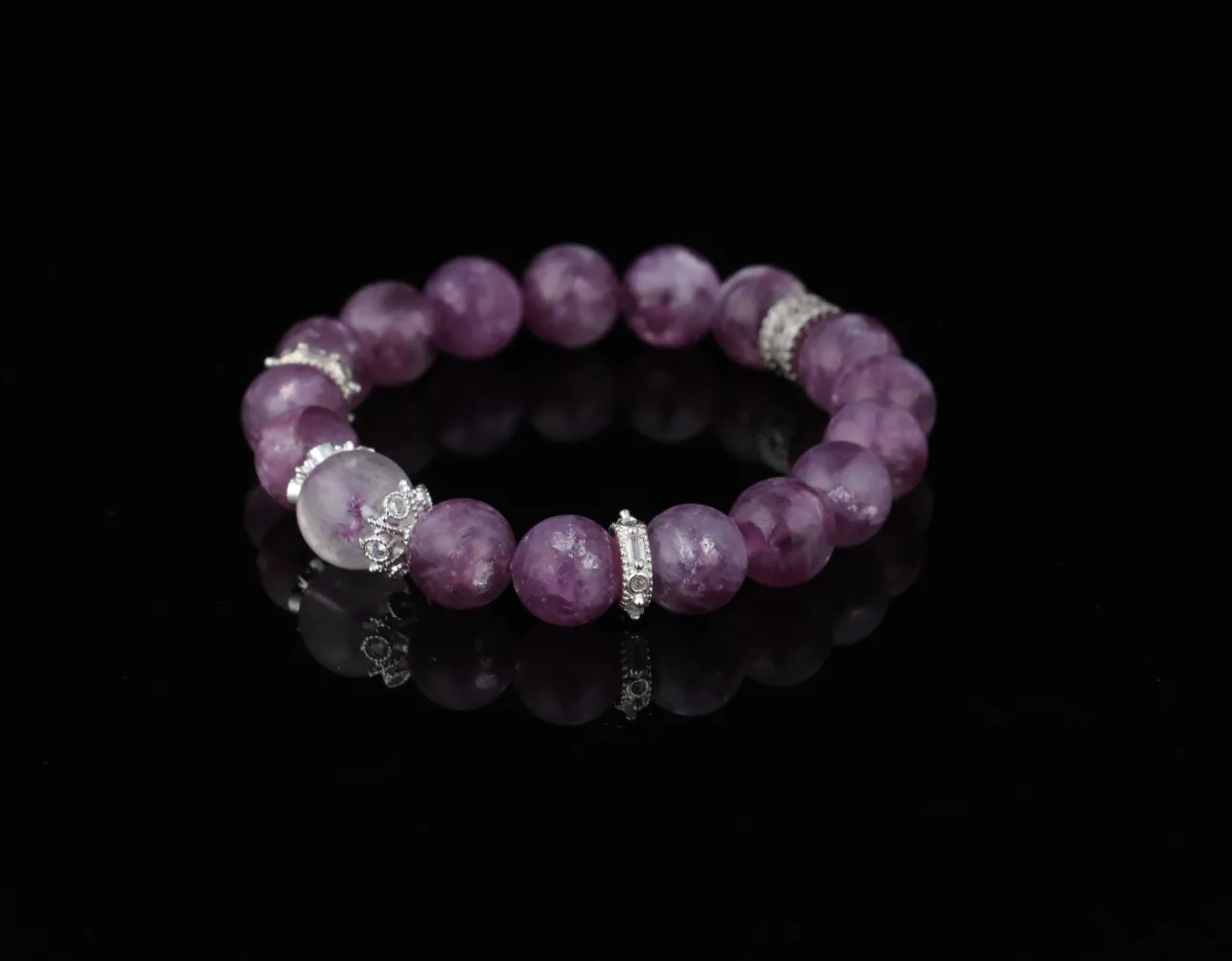 紫曜 |紫雲母白水晶天然水晶手鍊生辰定制