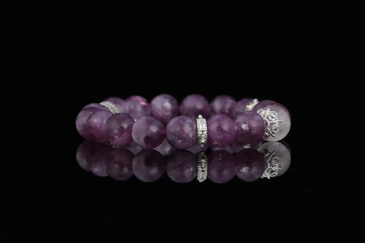 紫曜 |紫雲母白水晶天然水晶手鍊生辰定制 4