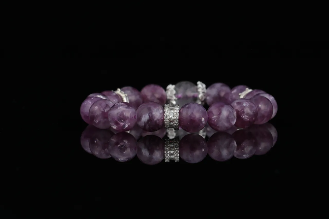 紫曜 |紫雲母白水晶天然水晶手鍊生辰定制 5