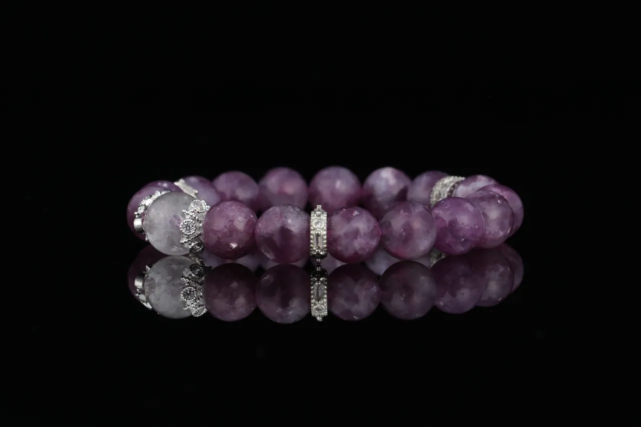 紫曜 |紫雲母白水晶天然水晶手鍊生辰定制 6