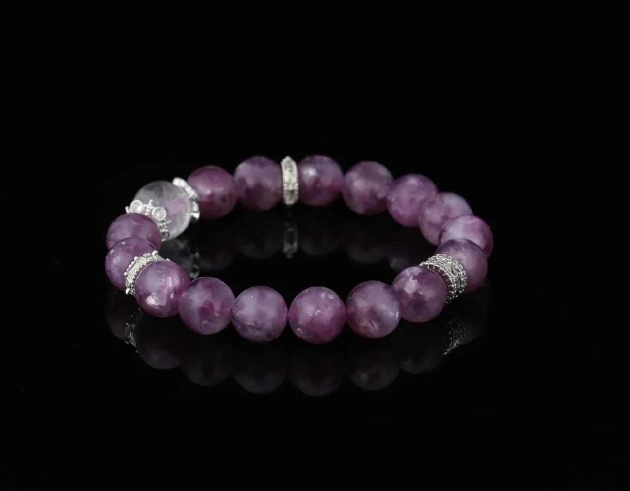 紫曜 |紫雲母白水晶天然水晶手鍊生辰定制 7