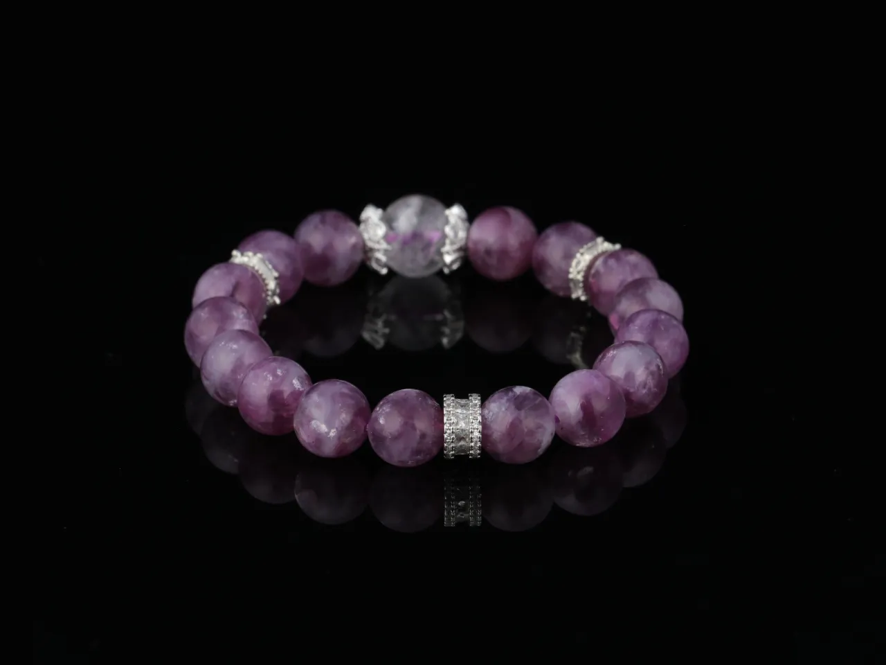 紫曜 |紫雲母白水晶天然水晶手鍊生辰定制 8